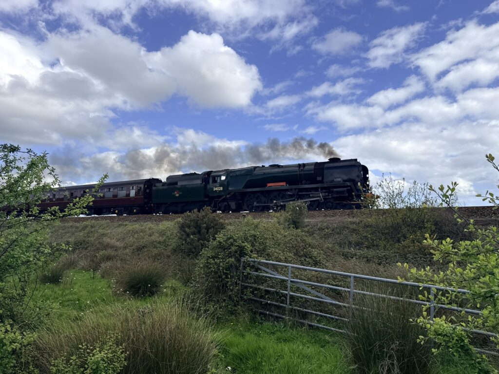 Heritage steam train near Starcross Devon on the Exe Estuary railway line South West England