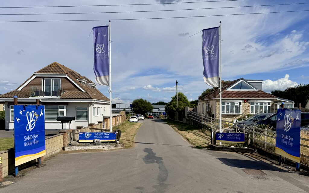 Entrance to Sand Bay Holiday Village near Weston-super-Mare, with holiday accommodation close to Sand Bay beach.