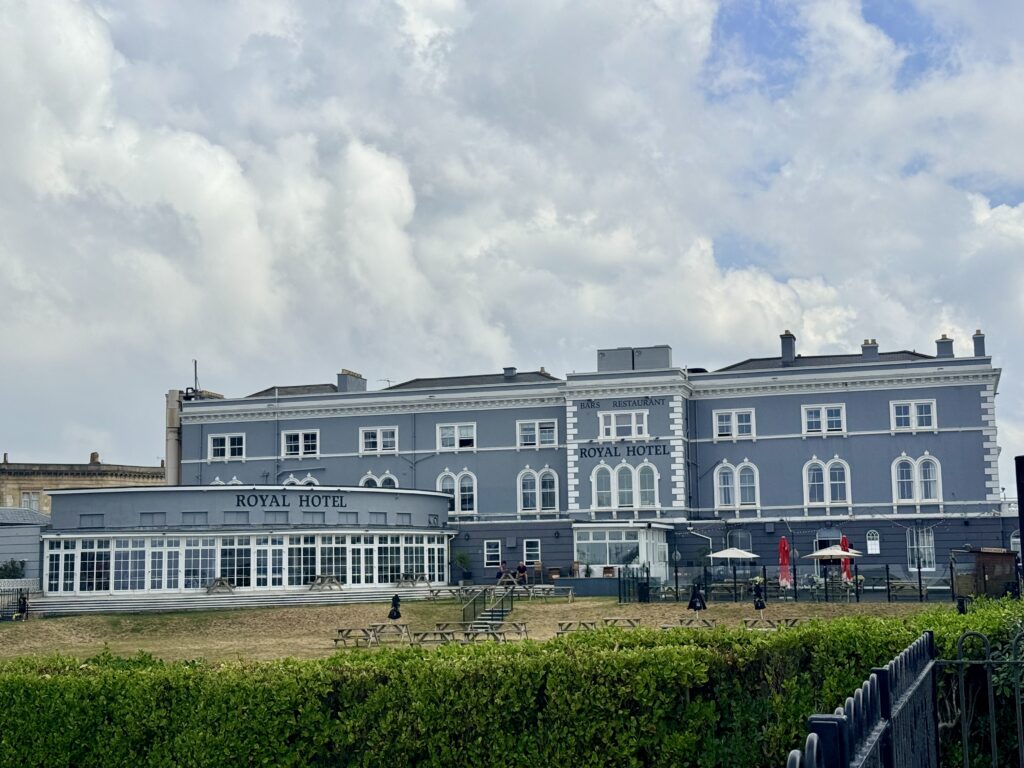 The Royal Hotel in Weston-super-Mare, a large historic seafront hotel overlooking the lawns and promenade.